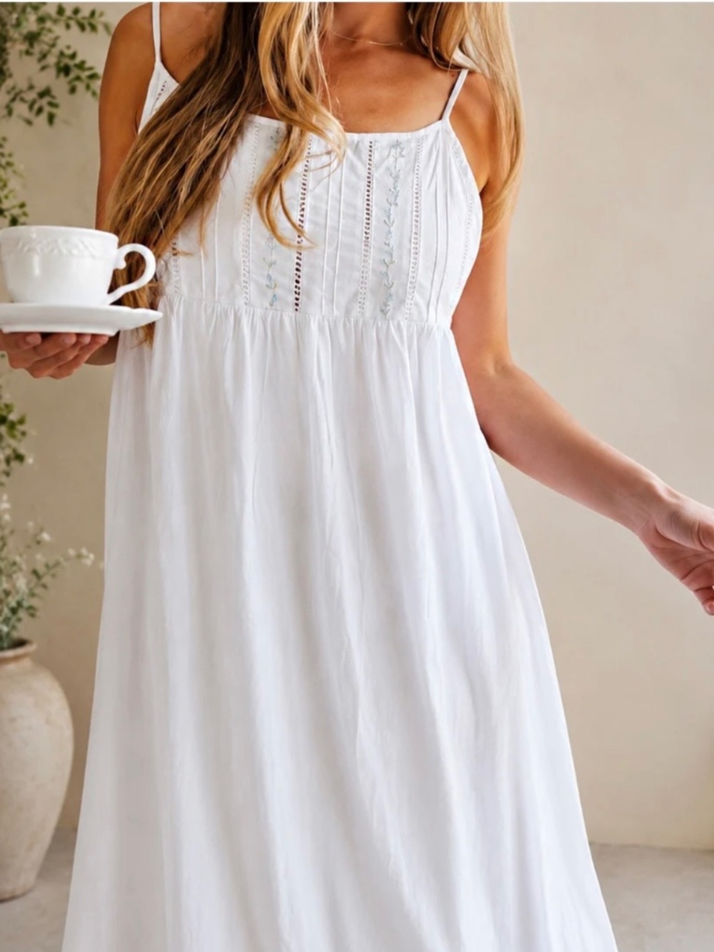 Jacaranda Living Long White Cotton Nightgown S